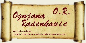 Ognjana Radenković vizit kartica